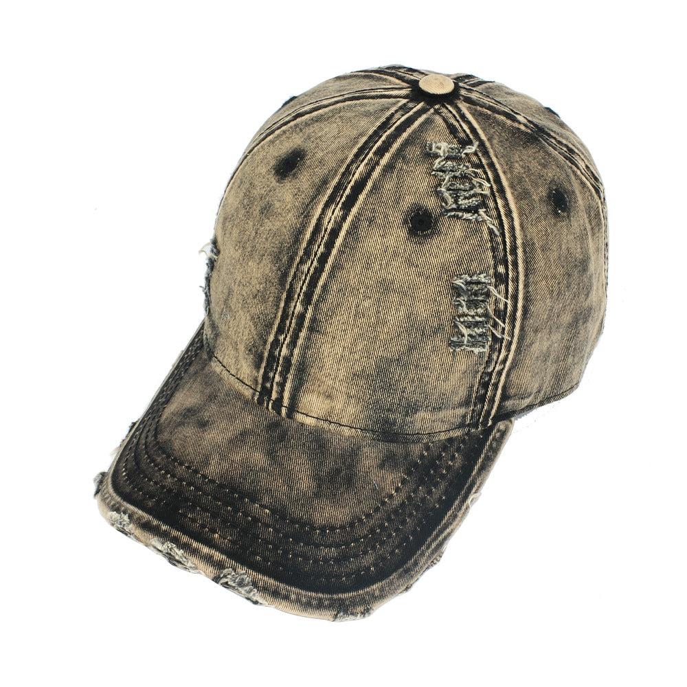 Wholesale Denim Worn Hole Sunshade Cotton Baseball Cap